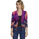 Abstract Colorful Waves Painting Women s Casual 3/4 Sleeve Spring Jacket View1