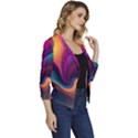 Abstract Colorful Waves Painting Women s Casual 3/4 Sleeve Spring Jacket View3