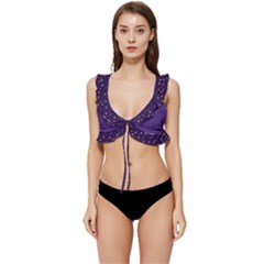 Pattern Seamless Gold Stars Low Cut Ruffle Edge Bikini Top