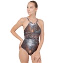 Breathe In Nature Background High Neck One Piece Swimsuit View1