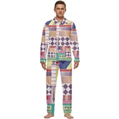 Abstract Shapes Colors Gradient Men s Long Sleeve Velvet Pocket Pajamas Set