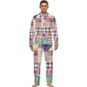Abstract Shapes Colors Gradient Men s Long Sleeve Velvet Pocket Pajamas Set View1