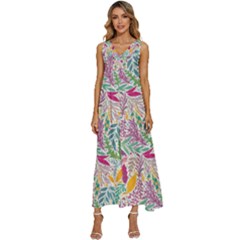Leaves Colorful Leaves Seamless Design Leaf V-neck Sleeveless Loose Fit Overalls