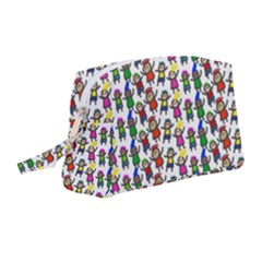 Stickman Kids Doodle Paper Children Group Wristlet Pouch Bag (medium)