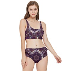 Rosette Kaleidoscope Mosaic Abstract Background Frilly Bikini Set