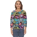 Zombie Heads Pattern Cut Out Wide Sleeve Top View1