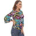 Zombie Heads Pattern Cut Out Wide Sleeve Top View3