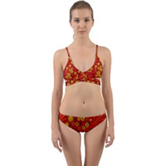 Seamless Pattern Slavic Folk Style Wrap Around Bikini Set