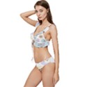 Cute Cat Seamless Pattern Background Low Cut Ruffle Edge Bikini Set View2