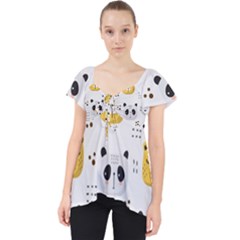 Seamless Pattern Cute Animals Lace Front Dolly Top