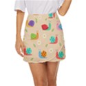 Seamless Pattern Cute Snail With Flower Leaf Mini Front Wrap Skirt View1