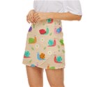 Seamless Pattern Cute Snail With Flower Leaf Mini Front Wrap Skirt View2