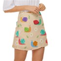 Seamless Pattern Cute Snail With Flower Leaf Mini Front Wrap Skirt View3