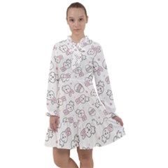 Cute Pattern With Easter Bunny Egg All Frills Chiffon Dress
