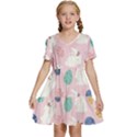 Cute Bunnies Easter Eggs Seamless Pattern Kids  Short Sleeve Tiered Mini Dress View1