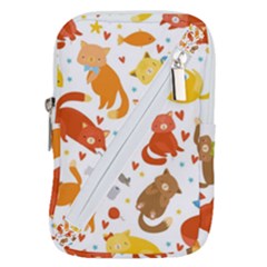 Seamless Pattern With Kittens White Background Belt Pouch Bag (small)