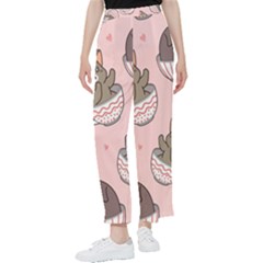 Seamless Pattern Adorable Cat Inside Cup Women s Pants 