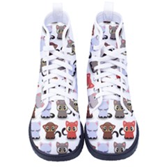 Seamless Pattern With Cute Little Kittens Various Color Women s High-top Canvas Sneakers