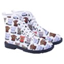 Seamless Pattern With Cute Little Kittens Various Color Women s High-Top Canvas Sneakers View3