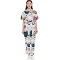 Pattern With Cute Cat Heads Batwing Lightweight Chiffon Jumpsuit View1