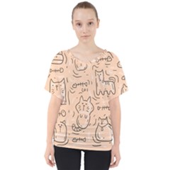 Cat Background V-neck Dolman Drape Top