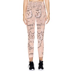 Cat Background Pocket Leggings 
