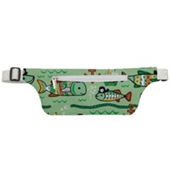 Seamless Pattern Fishes Pirates Cartoon Active Waist Bag
