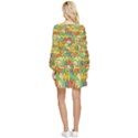 Seamless Pattern With Doodle Bunny Tiered Long Sleeve Mini Dress View2