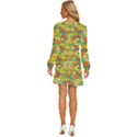 Seamless Pattern With Doodle Bunny Long Sleeve Waist Tie Ruffle Velvet Dress View4