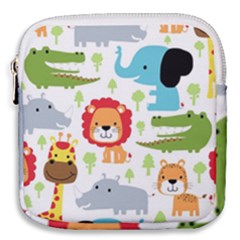 Seamless Pattern Vector With Animals Cartoon Mini Square Pouch