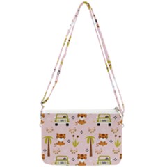 Cute Tiger Car Safari Seamless Pattern Double Gusset Crossbody Bag