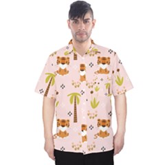 Cute Tiger Car Safari Seamless Pattern Men s Hawaii Shirt