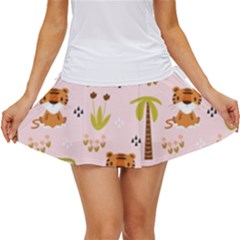 Cute Tiger Car Safari Seamless Pattern Women s Skort