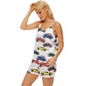 Cars Pattern V-Neck Satin Pajamas Set View2