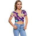 Owl Pattern Background Short Sleeve Foldover Tee View1