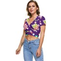 Owl Pattern Background Short Sleeve Foldover Tee View2