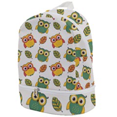 Background-with-owls-leaves-pattern Zip Bottom Backpack by Simbadda