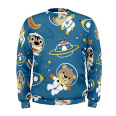 Seamless-pattern-funny-astronaut-outer-space-transportation Men s Sweatshirt by Simbadda