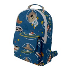 Seamless-pattern-funny-astronaut-outer-space-transportation Flap Pocket Backpack (large)