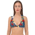 Seamless Pattern Vehicles Cartoon With Funny Drivers Double Strap Halter Bikini Top View1