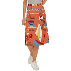 Seamless Pattern Vector Beach Holiday Theme Set Midi Panel Skirt