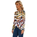 Abstract Geometric Seamless Pattern With Animal Print Long Sleeve Crew Neck Pullover Top View2