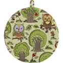 Seamless Pattern With Trees Owls Round Trivet View2