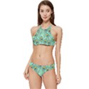 Lovely Peacock Feather Pattern With Flat Design Banded Triangle Bikini Set View1