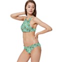 Lovely Peacock Feather Pattern With Flat Design Banded Triangle Bikini Set View2
