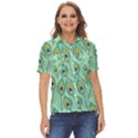 Lovely Peacock Feather Pattern With Flat Design Women s Short Sleeve Double Pocket Shirt View1