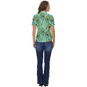 Lovely Peacock Feather Pattern With Flat Design Women s Short Sleeve Double Pocket Shirt View4