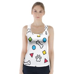 Dog Paw Seamless Pattern Foot Print Bone Racer Back Sports Top