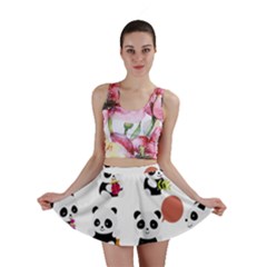 Playing Panda Cartoon Mini Skirt