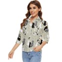 Cute Cat Seamless Pattern Women s Quarter Sleeve Pocket Shirt View3